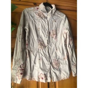 Vintage Available Pink/Tan  Embroidered Botton Up Size L